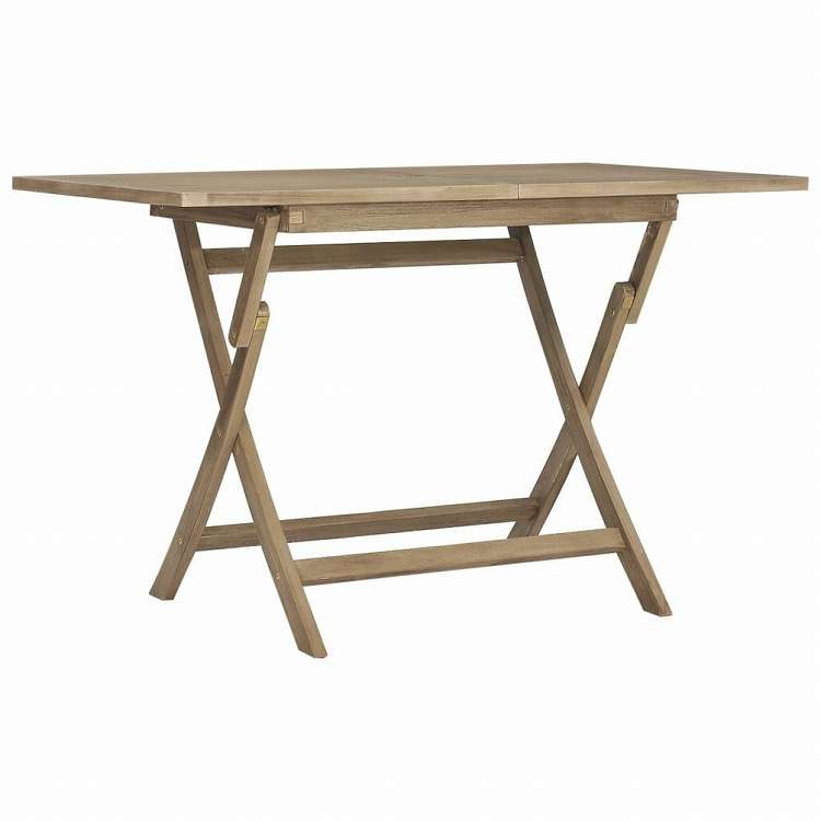 vidaXL 折りたたみガーデンテーブル グレー 120x70x75 cm チーク無垢材家具 アウトドア家具 アウトドアテーブル(代引不可)