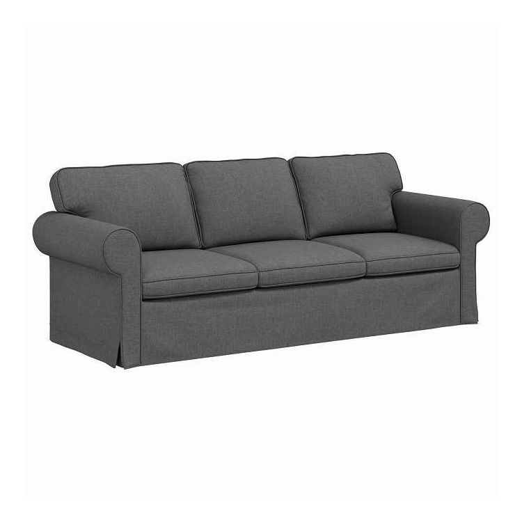 vidaXL ソファ ダークグレー 215 x 82 x 80 cm 布 家具 ソファ(代引不可)