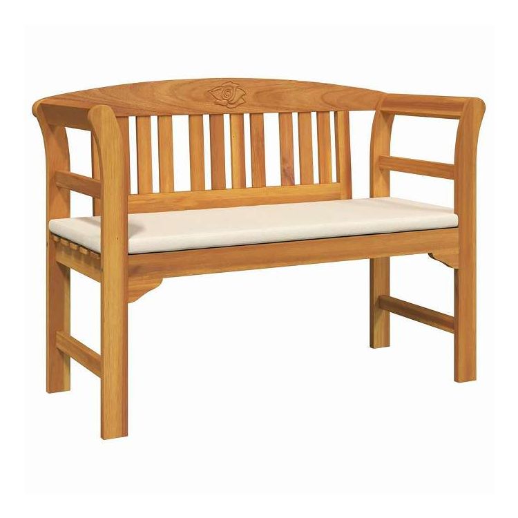 vidaXL バラのベンチ クッション付き ナチュラル 114 x 46 x 82.5 cm ソリッドアカシアウッド 家具 アウトドア家具 屋外椅子 アウトドアベンチ(代引不可)｜リコメン堂生活館