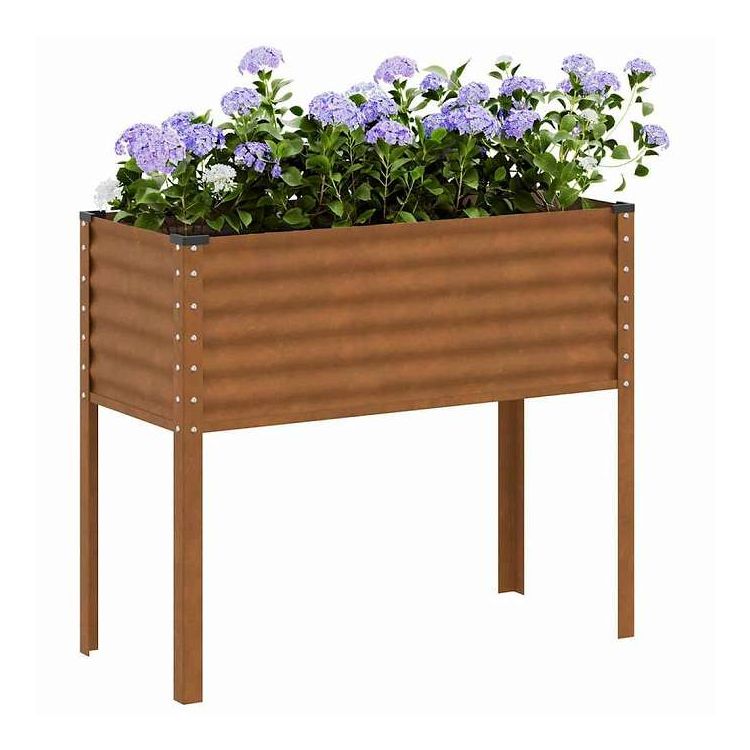 vidaXL ガーデンプランター 100x45x90 cm 耐候性スチール ホーム&ガーデン 芝&ガーデン ガーデニング 鉢植え・プランター(代引不可)｜リコメン堂生活館