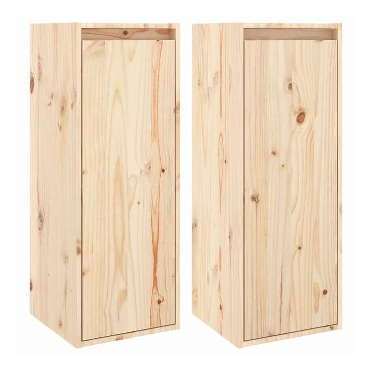 vidaXL ウォールキャビネット 2個 30x30x80 cm 無垢材 パイン材 家具 棚 壁面収納棚・壁面ラック(代引不可)｜リコメン堂生活館