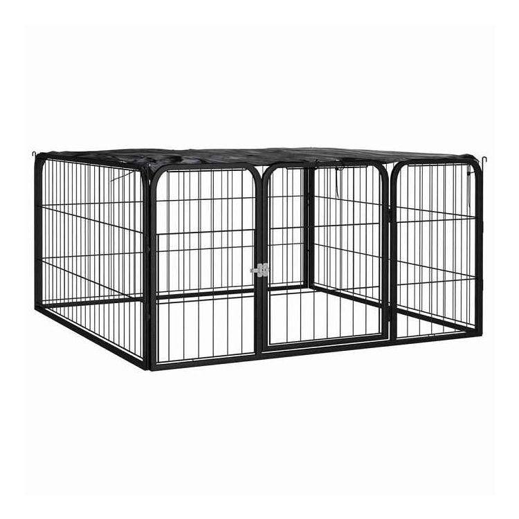vidaXL 犬用プレイペン 4パネル ブラック 100x50 cm 粉体塗装スチール 動物&ペット用品 ペット用品 犬用品 犬小屋・ドッグラン(代引不可)【送料無料】