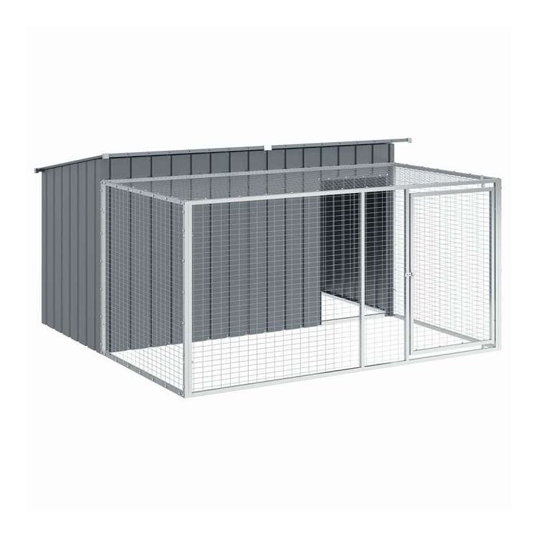 vidaXL ドッグハウス(ラン付き) アンスラサイト 197x194x110 cm 亜鉛メッキ鋼 動物&ペット用品 ペット用品 犬用品 ドッグハウス(代引不可)｜リコメン堂生活館