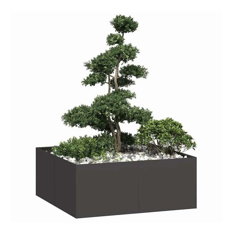 vidaXL プランター ブラック 100x100x40 cm スチール ホーム&ガーデン 芝&ガーデン ガーデニング 鉢植え・プランター(代引不可)｜リコメン堂生活館