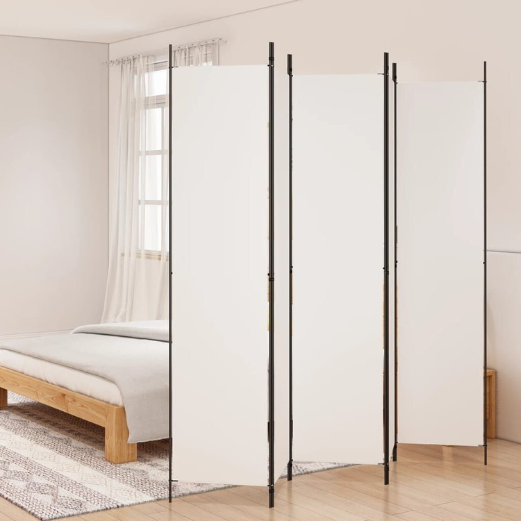 vidaXL 5パネルルームディバイダー ホワイト 250x220 cm ファブリック 家具 間仕切り(代引不可)【送料無料】