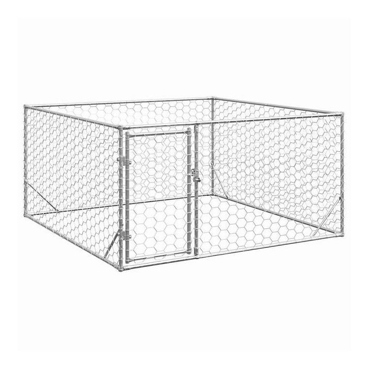 vidaXL 屋外用犬小屋 ドア付き 2x2x1m 亜鉛メッキ鋼 動物&ペット用品 ペット用品 犬用品 ドッグハウス(代引不可)【送料無料】