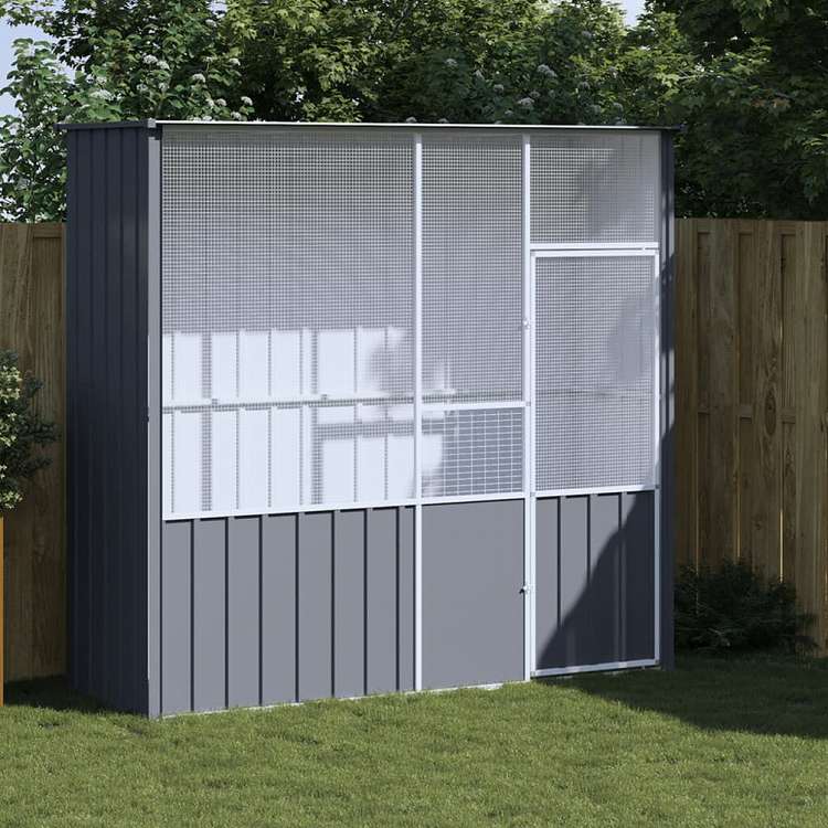 vidaXL バードケージ アントラシート 215x78x200 cm 亜鉛メッキ鋼動物&ペット用品 ペット用品 鳥用品 取りかご・スタンド(代引不可)