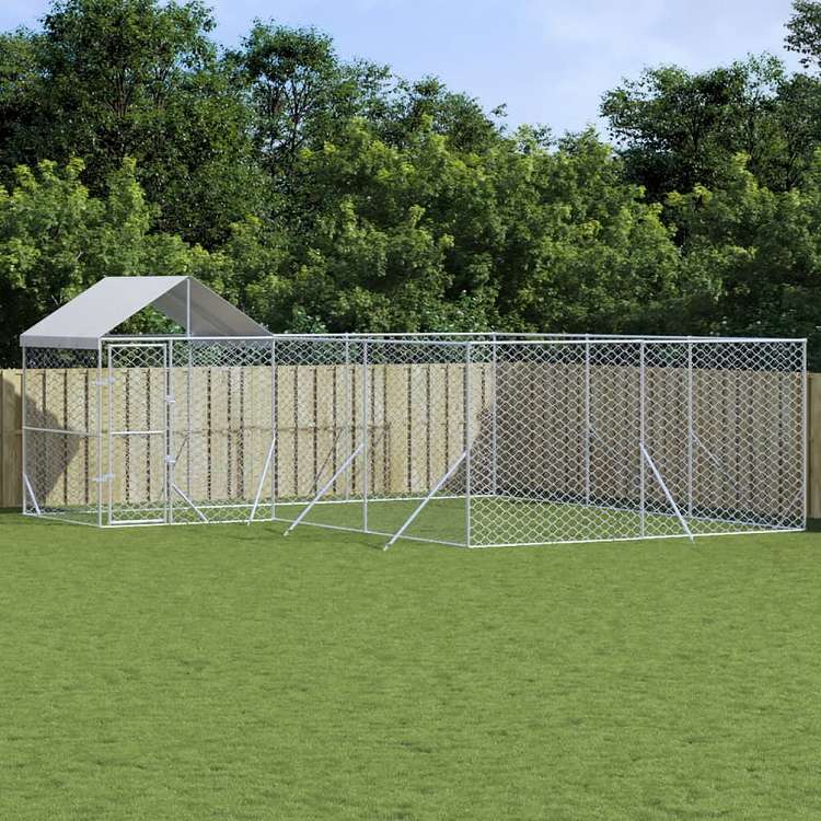 vidaXL 屋外犬小屋 屋根付き シルバー 6x6x2.5 m 亜鉛メッキ鋼製Animals & Pet Supplies ペット用品 犬用品 犬小屋・ドッグラン(代引不可)｜リコメン堂生活館 38,667円