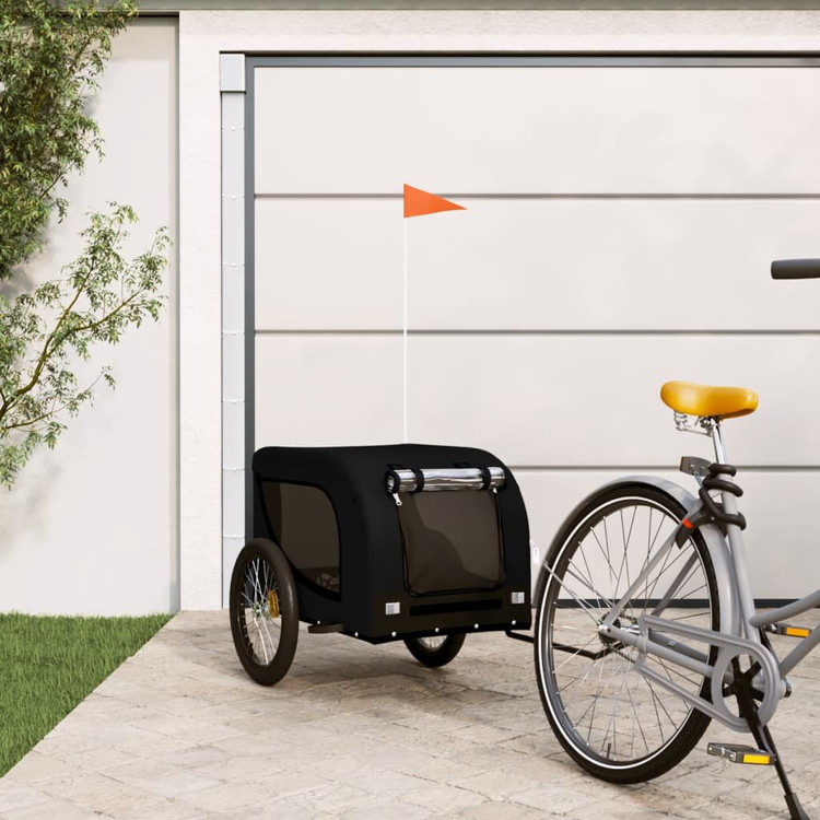 vidaXL 自転車用ペットトレーラー ブラック オックスフォード生地&鉄Animals & Pet Suppliesペット用品ペットカート(代引不可)
