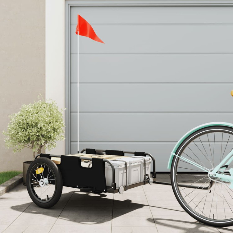 vidaXL 自転車用トレーラー ブラック オックスフォード生地&鉄スポーツグッズアウトドアレクリエーションサイクリング自転車用アクセサリ自転車トレーラー(代引不可)
