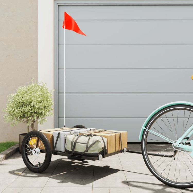 vidaXL 自転車用トレーラー ブラック 126x63x34 cm 鉄製スポーツグッズアウトドアレクリエーションサイクリング自転車用アクセサリ自転車トレーラー(代引不可)