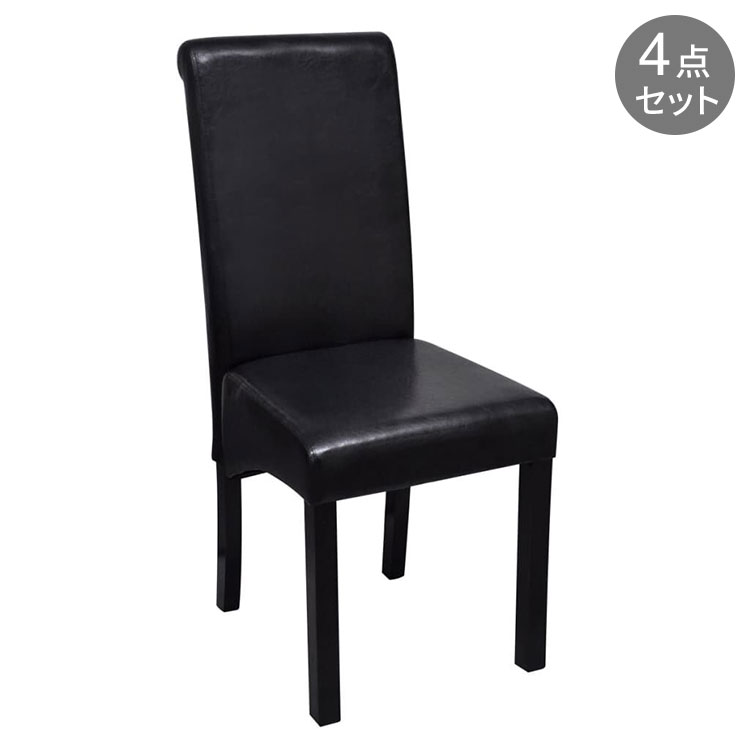 vidaXL ダイニングチェア 4点 合成皮革 ブラック 家具 チェア キッチン ダイニングルームチェア(代引不可) 14,856円