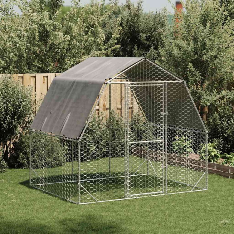vidaXL 屋根付き鶏小屋 2.5×2×2.25m 亜鉛メッキ鋼 Animals Pet Supplies ペット用品 小動物用品 小動物 飼育 ケージ(代引不可)