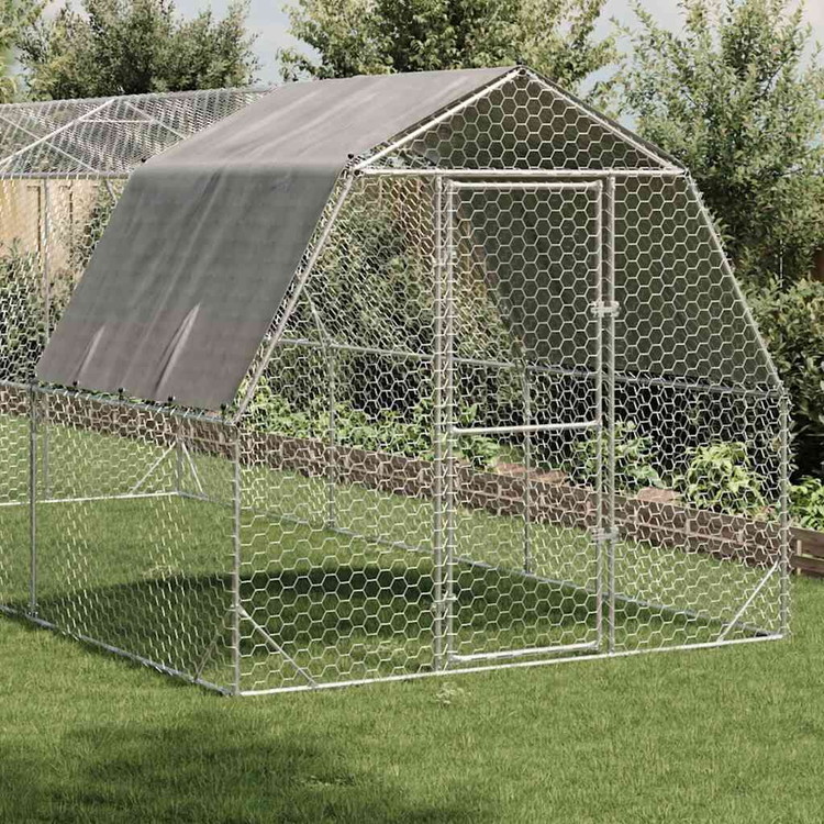 vidaXL 屋根付きチキンラン 2.5×6×2.25m 亜鉛メッキ鋼 動物 ペット用品 ペット用品 小動物用品 小動物 飼育 ケージ(代引不可)