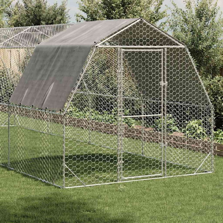 vidaXL 屋根付きチキンラン 2.5×8×2.25m 亜鉛メッキ鋼 動物 ペット用品 ペット用品 小動物用品 小動物 飼育 ケージ(代引不可)|リコメン堂生活館