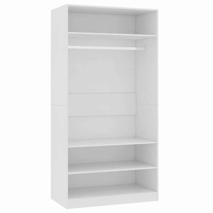 vidaXL ワードローブ ホワイト 100x50x200cm エンジニアリングウッド 家具 キャビネット&収納 戸棚・ワードローブ
