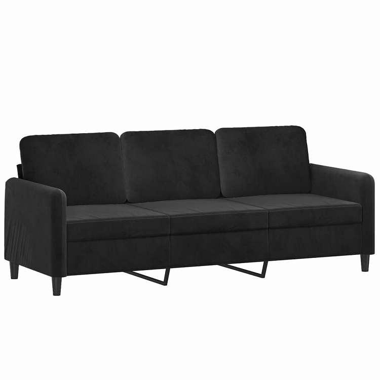 vidaXL 3人掛けソファ ブラック 180cm ベルベット 家具 ソファ