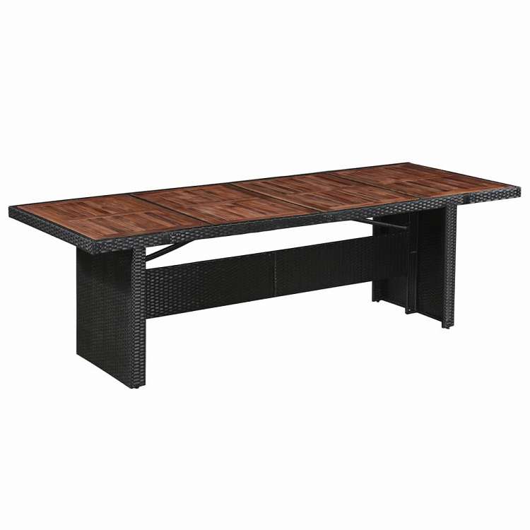 vidaXL ガーデンテーブル 240x90x74 cm ポリラタン&アカシア無垢材 家具 アウトドア家具 アウトドアテーブル|リコメン堂生活館