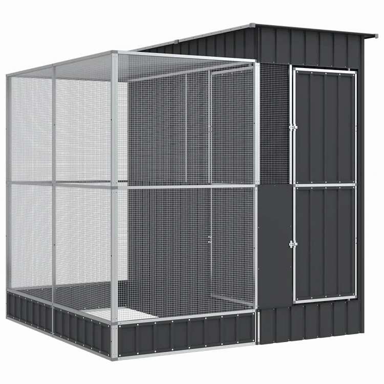 vidaXL 鳥小屋 拡張付き シルバー 209x203x216 cm スチール 動物&ペット用品 ペット用品 鳥用品 取りかご・スタンド｜リコメン堂生活館 40,855円