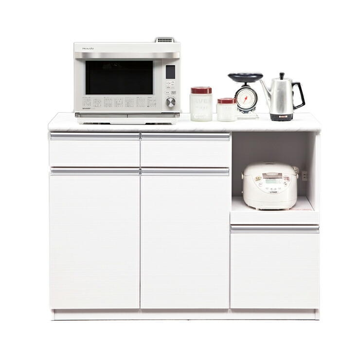 キッチンカウンター 幅120cm 奥行48cm 高さ89cm 【国産 大川家具 開梱設置無料】 キッチン 食器 収納 日本製 キャスター付き(代引不可)【送料無料】｜リコメン堂ホームライフ館