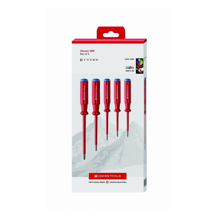 PB SWISS TOOLS ピービ―スイスツールズ 5本組 エレクトロ 絶縁トルクスドライバーセット ペーパーBOX入 5549CBB(代引不可)【送料無料】 7,888円