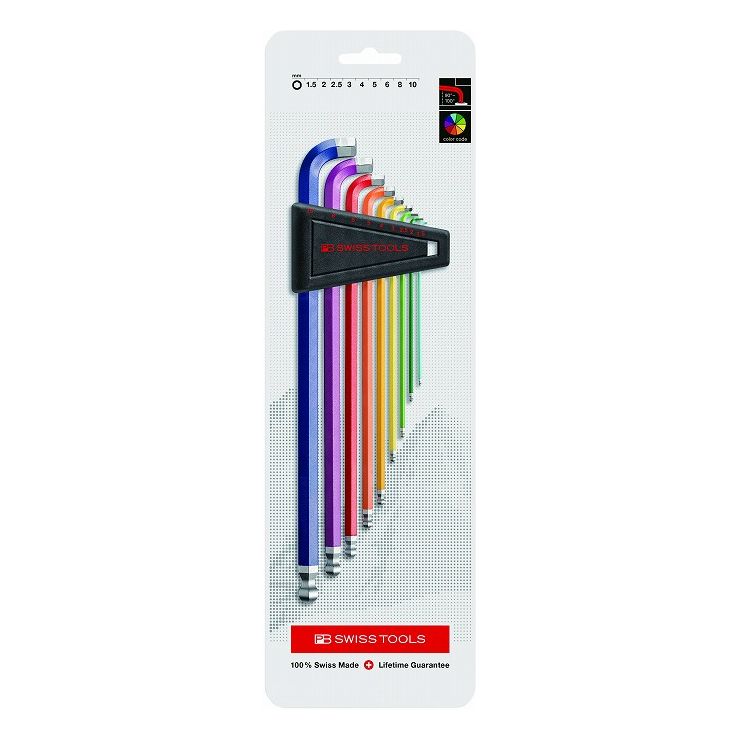 PB SWISS TOOLS ピービ―スイスツールズ マルチアングル 9本組 ボール付ロング六角レインボーレンチセット 2222LH-10RBCN(代引不可)【送料無料】
