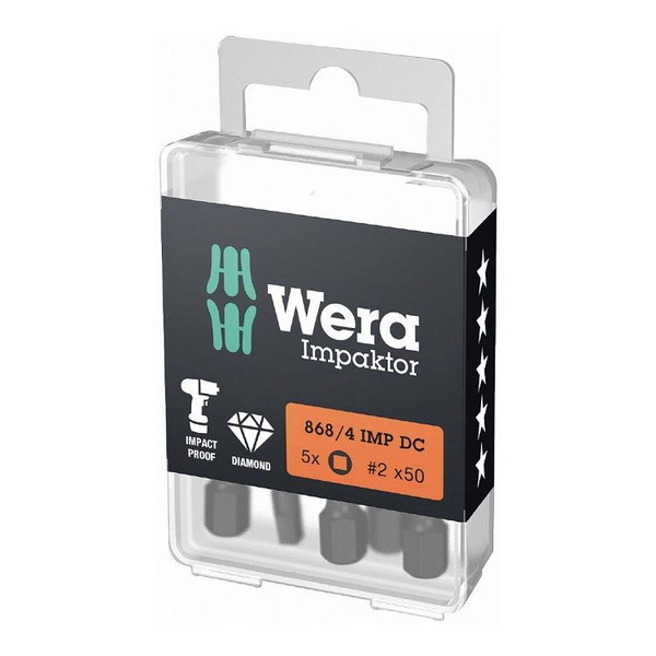 WERA ベラ ダイヤモンドコーティング ドライバービット10個入り 刃先サイズSQ2 シャンク径6.35mm 全長50mm 057671(代引不可)【送料無料】