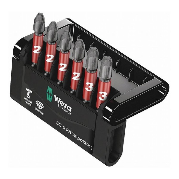 WERA ベラ インパクトドライバー用 6本組 プラスドライバービットセット 057691(代引不可)【送料無料】
