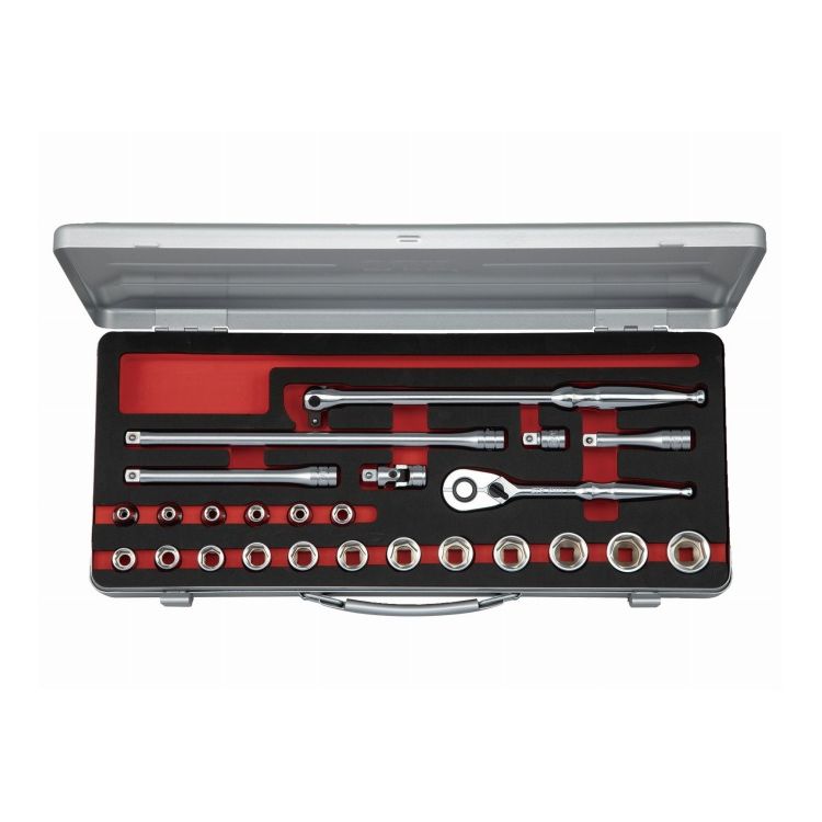 KTC 京都機械工具 9.5sqソケットセット 六角 25個組 メタルケース入り TB325A(代引不可)【送料無料】｜リコメン堂ホームライフ館