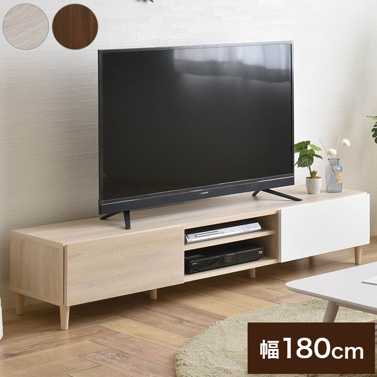 楽天市場 テレビ台 テレビボード Tv台 ローボード 収納 幅180 50インチ 50型 55インチ 55型 モダン シンプル オークナチュラル ブラウン 代引不可 送料無料 リコメン堂ホームライフ館