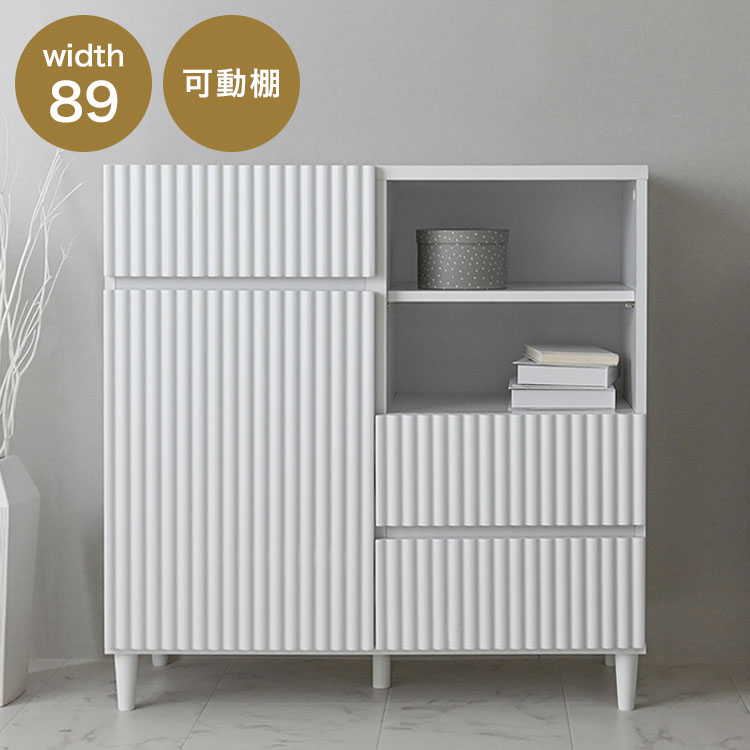 アランキャビネットALN90-90C WH ホワイト キャビネット 幅89cm サイドボード チェスト サイドチェスト 収納棚 収納 リビング収納 収納家具【送料無料】 27,163円