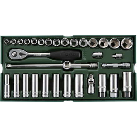 SATA 3/8"DRソケットレンチセット6角タイプトレー入リ SATA社 手作業工具 ソケットレンチ ソケットレンチセット(代引不可)【送料無料】｜リコメン堂ホームライフ館 12,152円