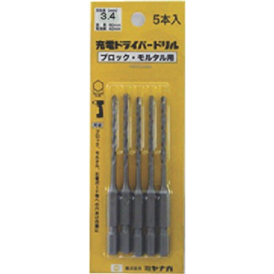 ミヤナガ 充電ドライバ-ドリル(ブロック・モルタル用) Φ3.4 5本パック R034P5 切削工具 穴あけ工具 コンクリートドリル(代引不可)