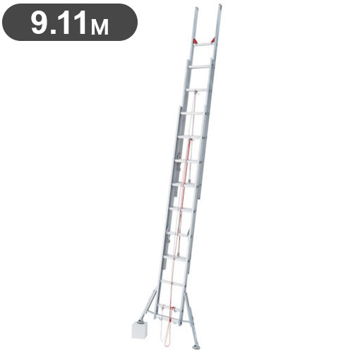 ハセガワ ラクノリ3連掛けはしご安定器付き添い人9.11M LH390 工事 照明装置設備 掛けはしご 脚立 掛けはしご(代引不可)【貨物輸送無料】