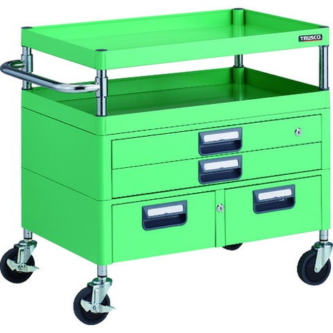 TRUSCO トラスコ フェニックスワゴン 抗菌 省音 750X500XH740 引出付 YG色 PEW772XWYG 組立品 組立設置不可(代引不可)【送料無料】|リコメン堂ホームライフ館