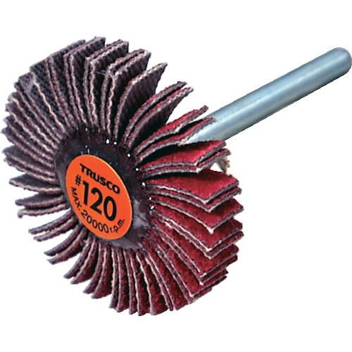TRUSCO セラミックフラップホイール 軸径3mm #120 外径30&times;幅5&times;軸長30 (10個入) TCF3005CE120 電動 油圧 空圧工具 研削研磨用品 フラップ軸付ホイール(代引不可)【送料無料】｜リコメン堂ホームライフ館