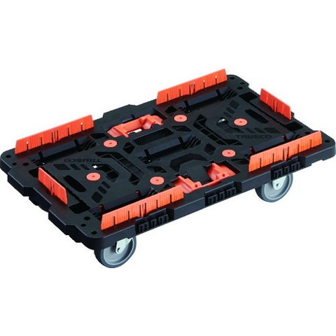 TRUSCO トラスコ 連結式樹脂製平台車 ビートル 700X450 自在3輪 柵 トメタロウ付 BT700KJ3E100T(代引不可)【送料無料】｜リコメン堂ホームライフ館