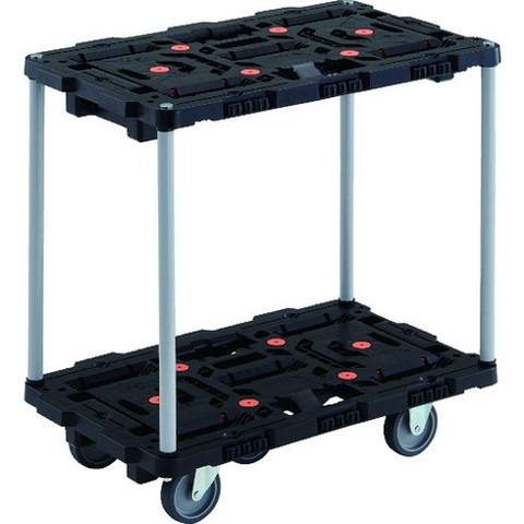 TRUSCO トラスコ 連結式樹脂製2段台車 ビートル 700X450 自在3輪 ハンドルナシ BT720J3E100(代引不可)【送料無料】|リコメン堂ホームライフ館