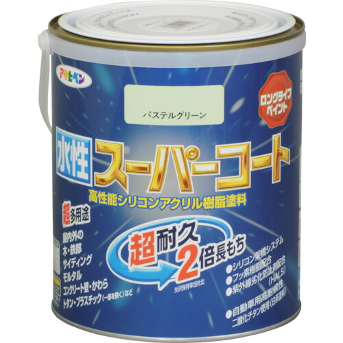 アサヒペン 水性スーパーコート 1.6L パステルグリーン 415523 工事 照明用品 塗装 内装用品 塗料(代引不可)【送料無料】