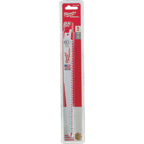 milwaukee NAIL WOOD 釘入り木材用レシプロソーブレード 5TPI 229mm (5本パック) 48005036 電動 油圧 空圧工具 切断用品 セーバーソーブレード(代引不可)【送料無料】