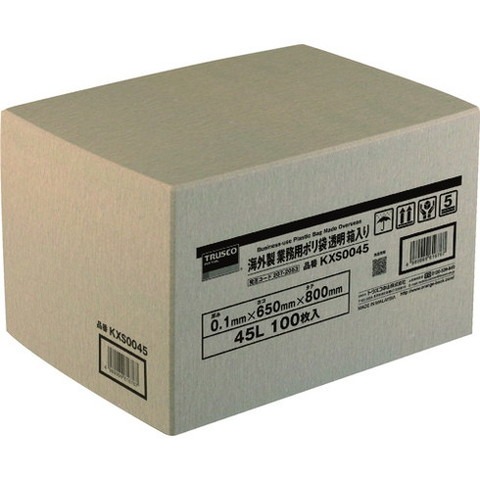 TRUSCO トラスコ 外国で製 御勤め用ポリ袋 澄み切った・箱入 0.1×45L 100枚入 KXS0045(代引不可)【貨物輸送無料】