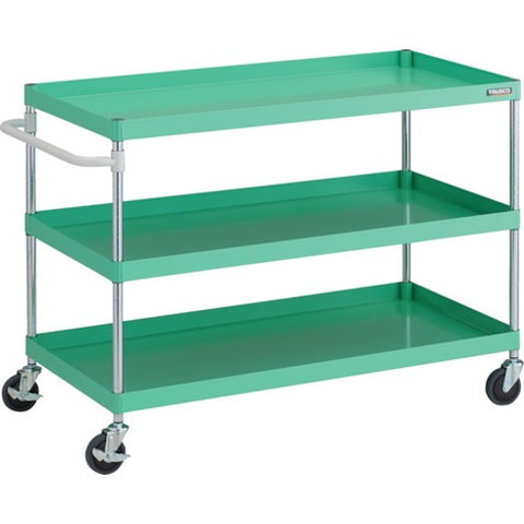 TRUSCO トラスコ フェニックスワゴン 抗ウィルスハンドル 省音 1200X600XH880 3段 YG色 PEW9123AYG 組立品 組立設置不可(代引不可)【送料無料】