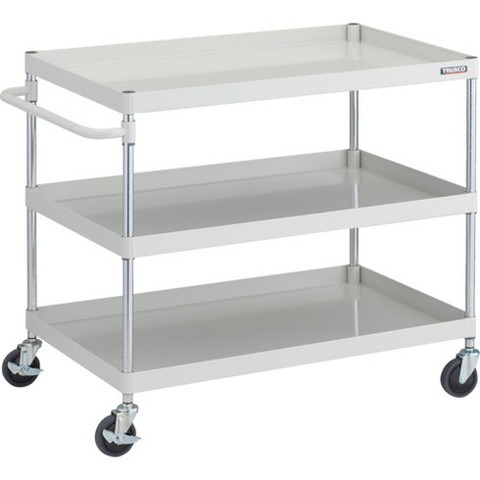 TRUSCO トラスコ フェニックスワゴン 抗ウィルスハンドル 省音 1000X650XH880 3段 W色 PEW9103AW 組立品 組立設置不可(代引不可)【送料無料】