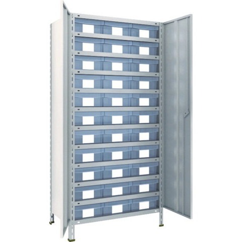 TRUSCO トラスコ 軽量棚扉付 875X450X1800樹脂引出透明大X33 ネオグレー 63XT812D11 組立品 組立設置不可(代引不可)【送料無料】|リコメン堂ホームライフ館