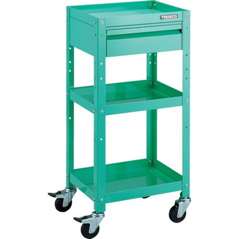 TRUSCO トラスコ ラビットワゴン 400X350 抽き出し1段付 天然ゴム拷問台 YG色 RBW943VYG(代引不可)【貨物輸送無料】