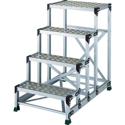 TRUSCO トラスコ アルミ合金製作業台 縞鋼板 4段 高サ1.00m 600X400 TSFC4610 組立品 組立設置不可(代引不可)【送料無料】