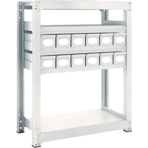 TRUSCO トラスコ M3型中量棚 H1200 スチール引出付 小X12 M34355A12 組立品 組立設置不可(代引不可)【送料無料】|リコメン堂ホームライフ館