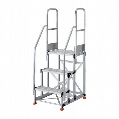 TRUSCO アルミ製作業用踏台 グレーチングタイプ 3段 高サ0.75m 天板寸法600×400 段高250mm 階段両手スリ付キ TRUSCO TSFGR3675TR250 工事 照明用品 はしご 脚立 作業台(代引不可)【送料無料】