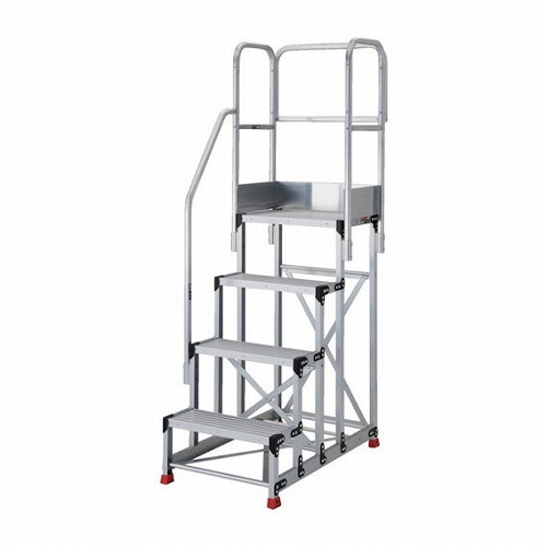 TRUSCO アルミ製作業用踏台 4段 高サ1.0m 天板寸法600×400 段高250mm 階段片手スリ天場三方付キ TRUSCO TSF4610TKS250 工事 照明用品 はしご 脚立 作業台(代引不可)【送料無料】