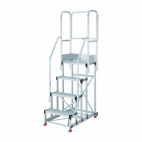 TRUSCO 軽銀製御勤め用踏台 4段 高サ1.2m 天板大きさ1000×400 段高300粍 フルセット手掏摸付キ TRUSCO TSF41012TF300 工事 ともし火装具 掛けはしご 脚立 御勤め台(代引不可)【貨物輸送無料】